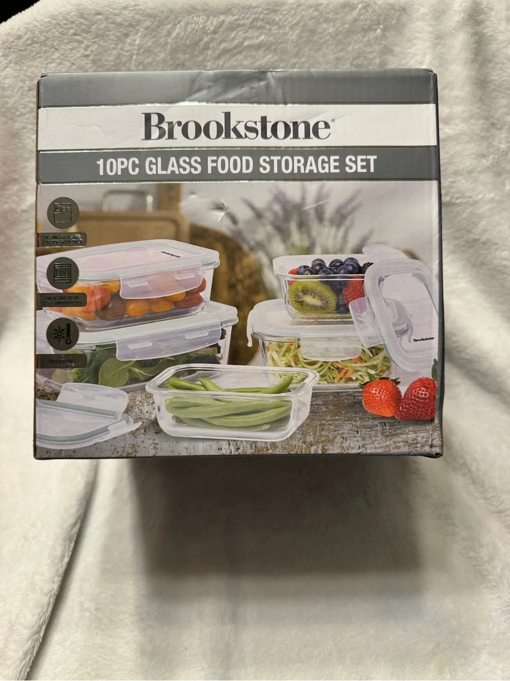 Brookstone Clear Glass Food Storage Set with White Lids